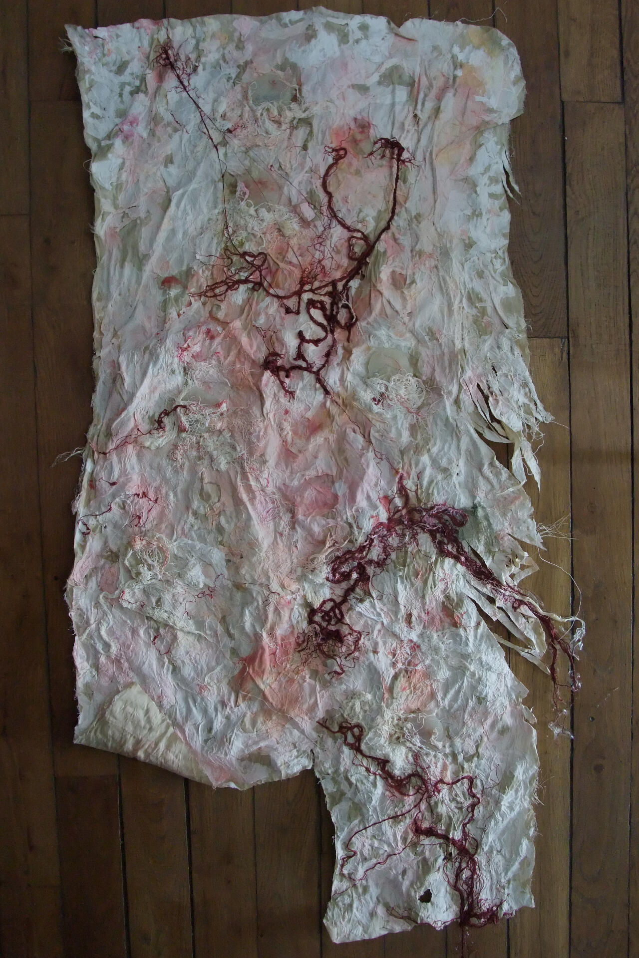 art textile-fiber art-threads-fil-Maureen Lasne-Contemporary art-silk-soie-Organic piece